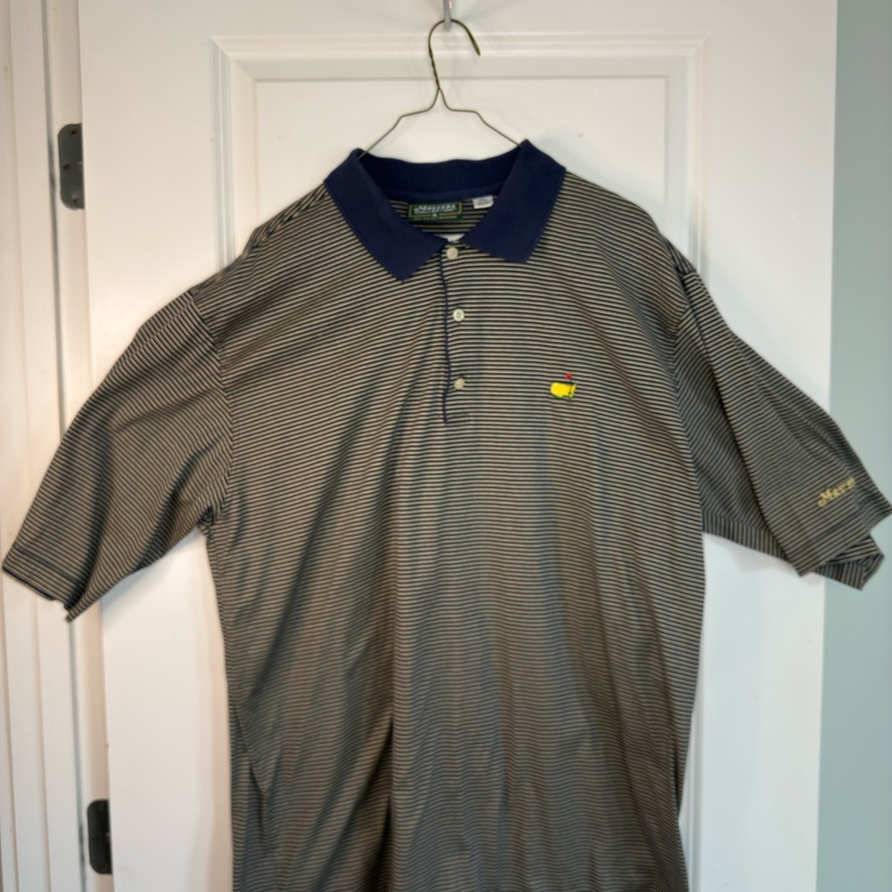 Masters Collection Striped Polo Shirt - Navy and White